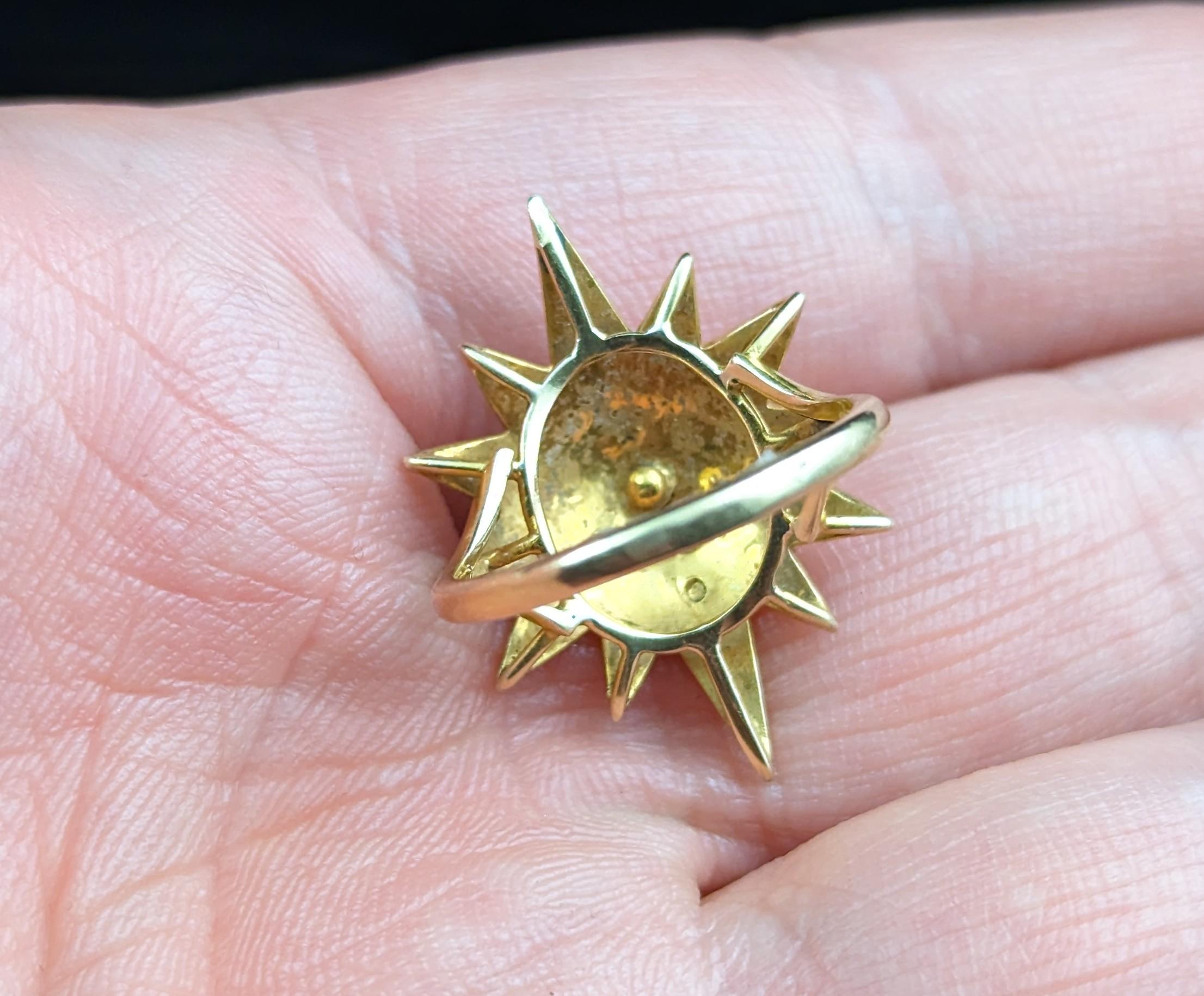 Antique Pearl Star Ring, 18k Yellow Gold, Conversion For Sale 2