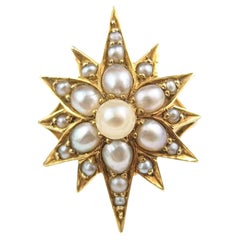 Antique Pearl Star Ring, 18k Yellow Gold, Conversion