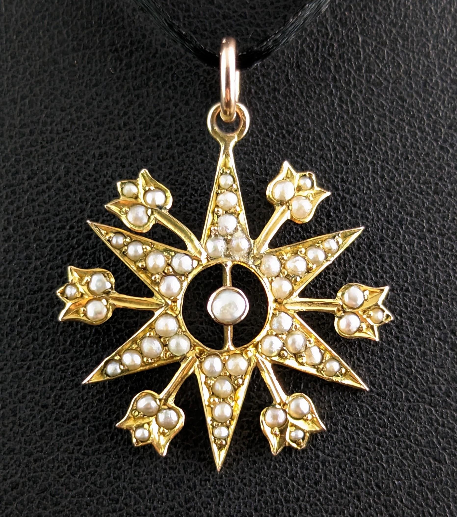 Celestial jewellery pieces like this antique 9kt gold and Pearl star pendant just never go out of style!

Stars and celestial jewels have a timeless allure that just keeps on going and they are as wearable today as they were then.

This beautiful