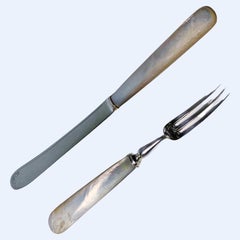 Antique Pearl Sterling mother of pearl Knife and Fork Mappin and Webb 1904-5