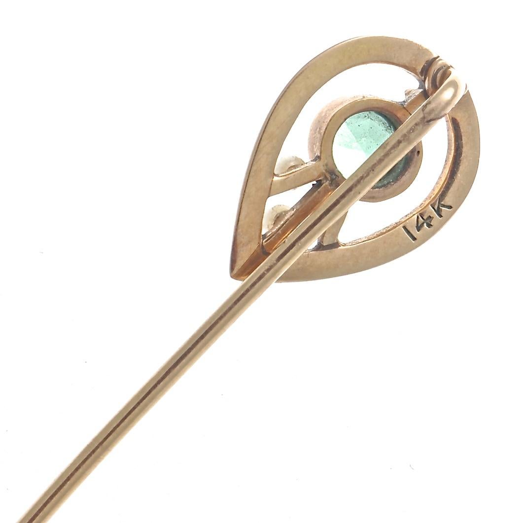 Women's Antique Pearl Tourmaline Gold Pin