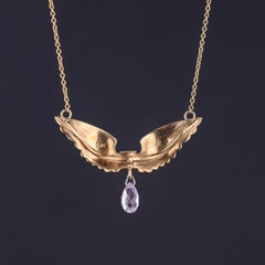 Antique Pearl Wings Conversion Necklace of 14k Gold