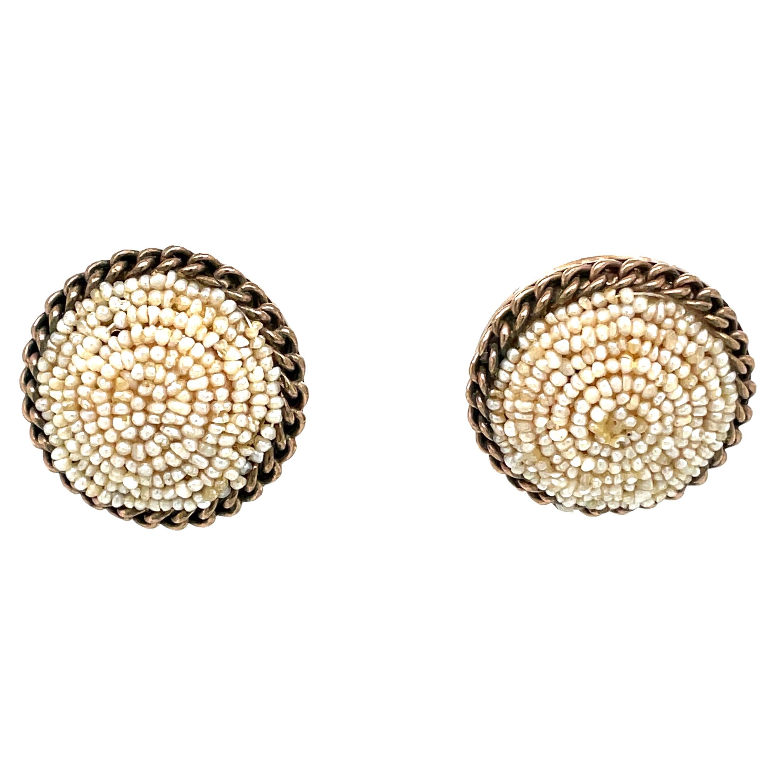 Pearls Gold Cluster Rope Boxed Earrings, 1800' Style