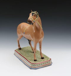 Antique Pearlware Pottery Figure of a Horse Attributed to Leeds Pottery