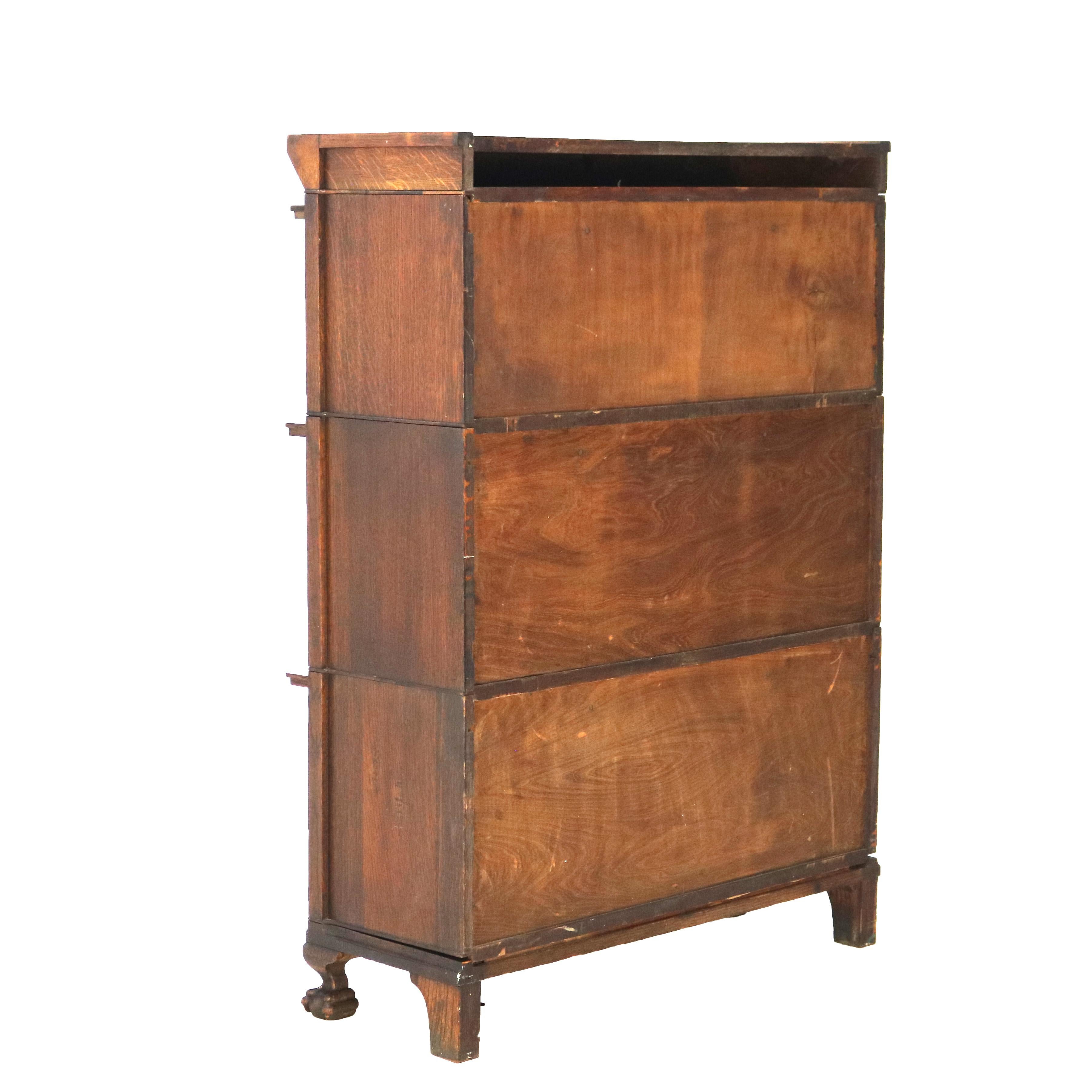 Antique Pearson Arts & Crafts Oak Barrister Bookcase on Claw & Ball Feet C1920 2