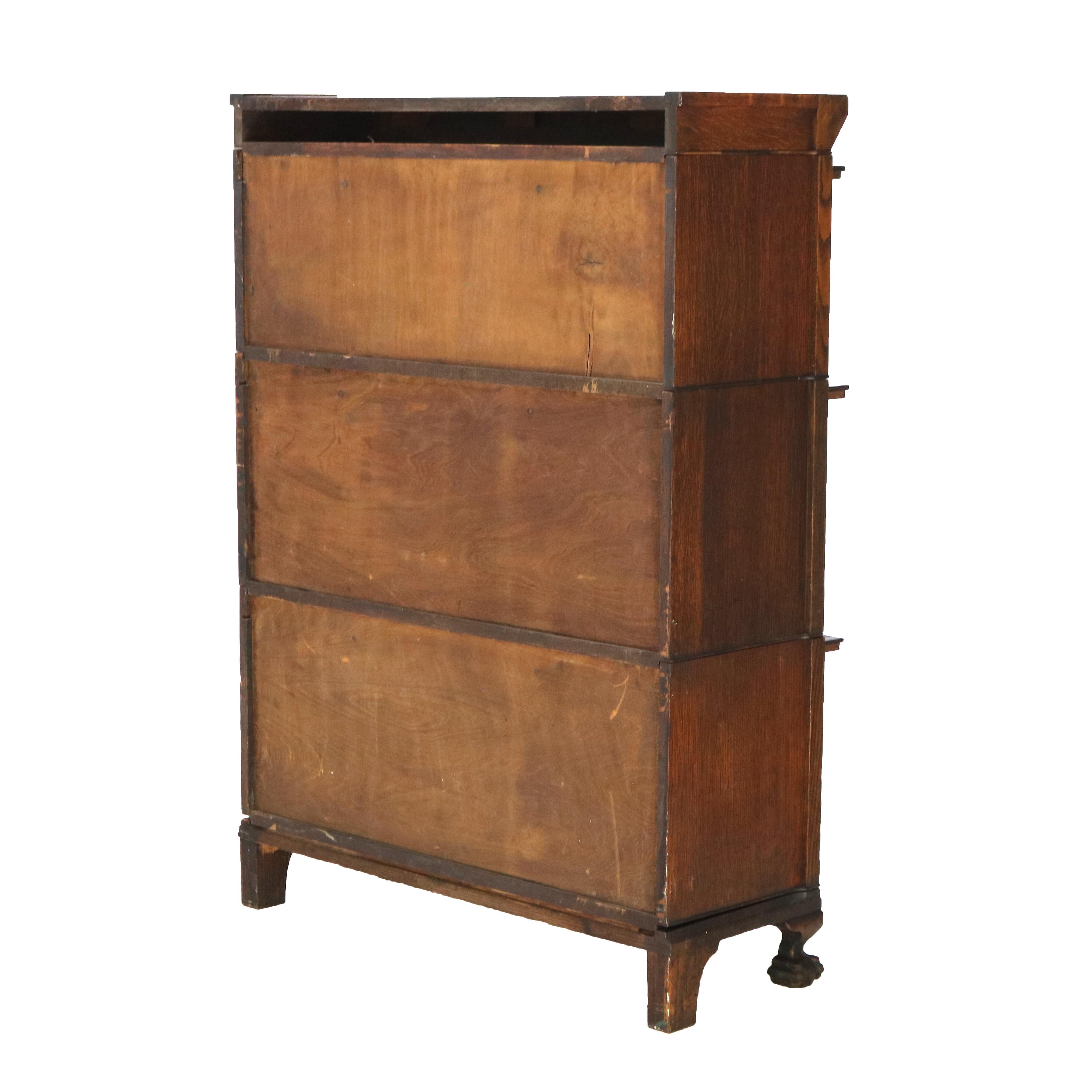 Antique Pearson Arts & Crafts Oak Barrister Bookcase on Claw & Ball Feet C1920 3
