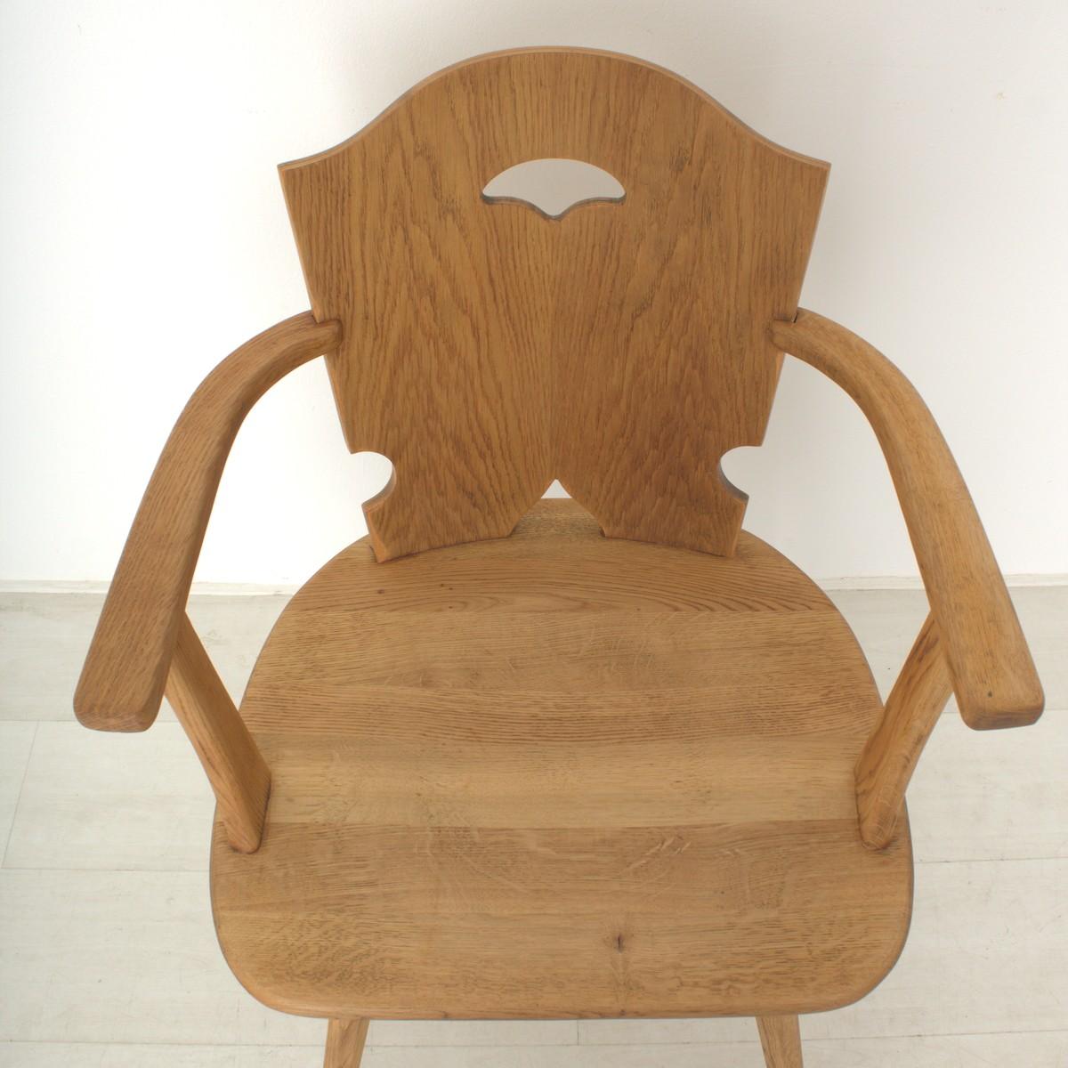 Oak Antique Peasant Armchair, circa 1920