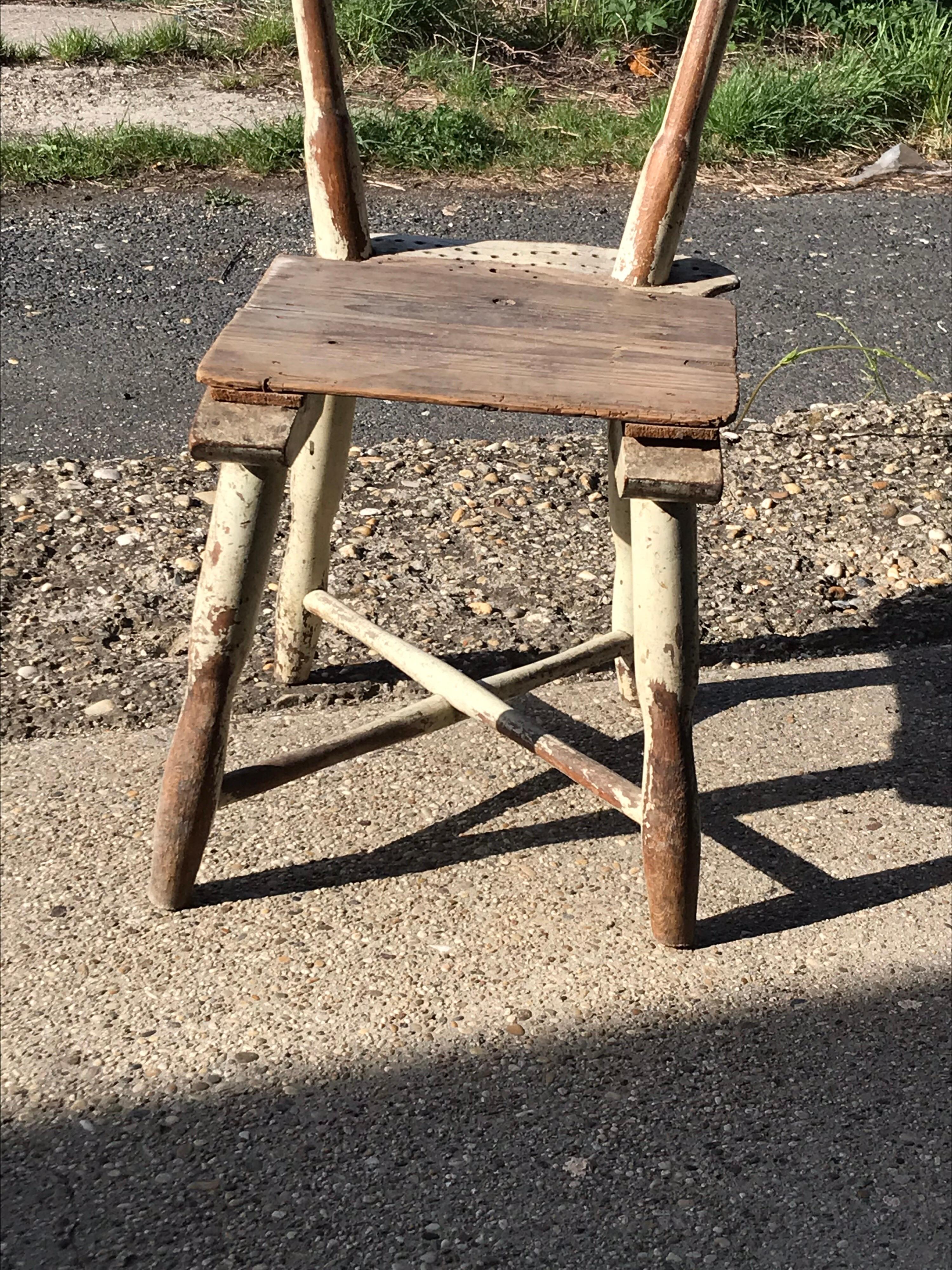 Hardwood Antique Peasant Chair, circa 1900 For Sale