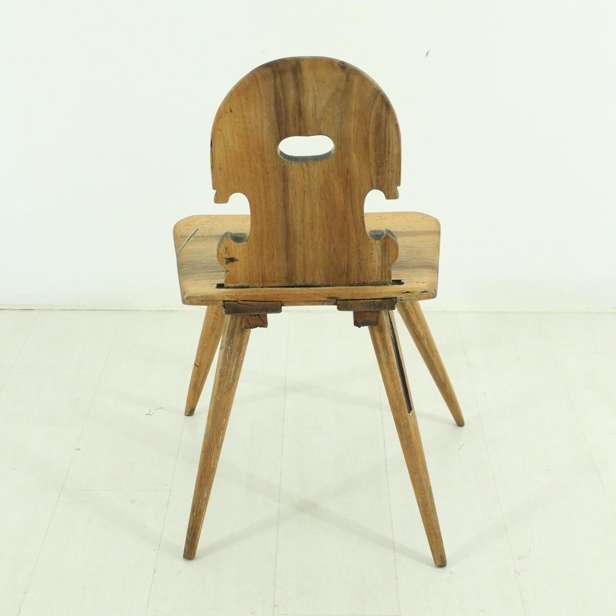 Rustic Antique Peasant Walnut Chair, circa 1850 For Sale