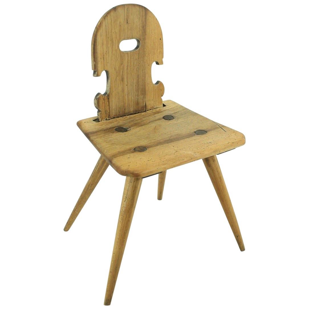 Antique Peasant Walnut Chair, circa 1850 For Sale