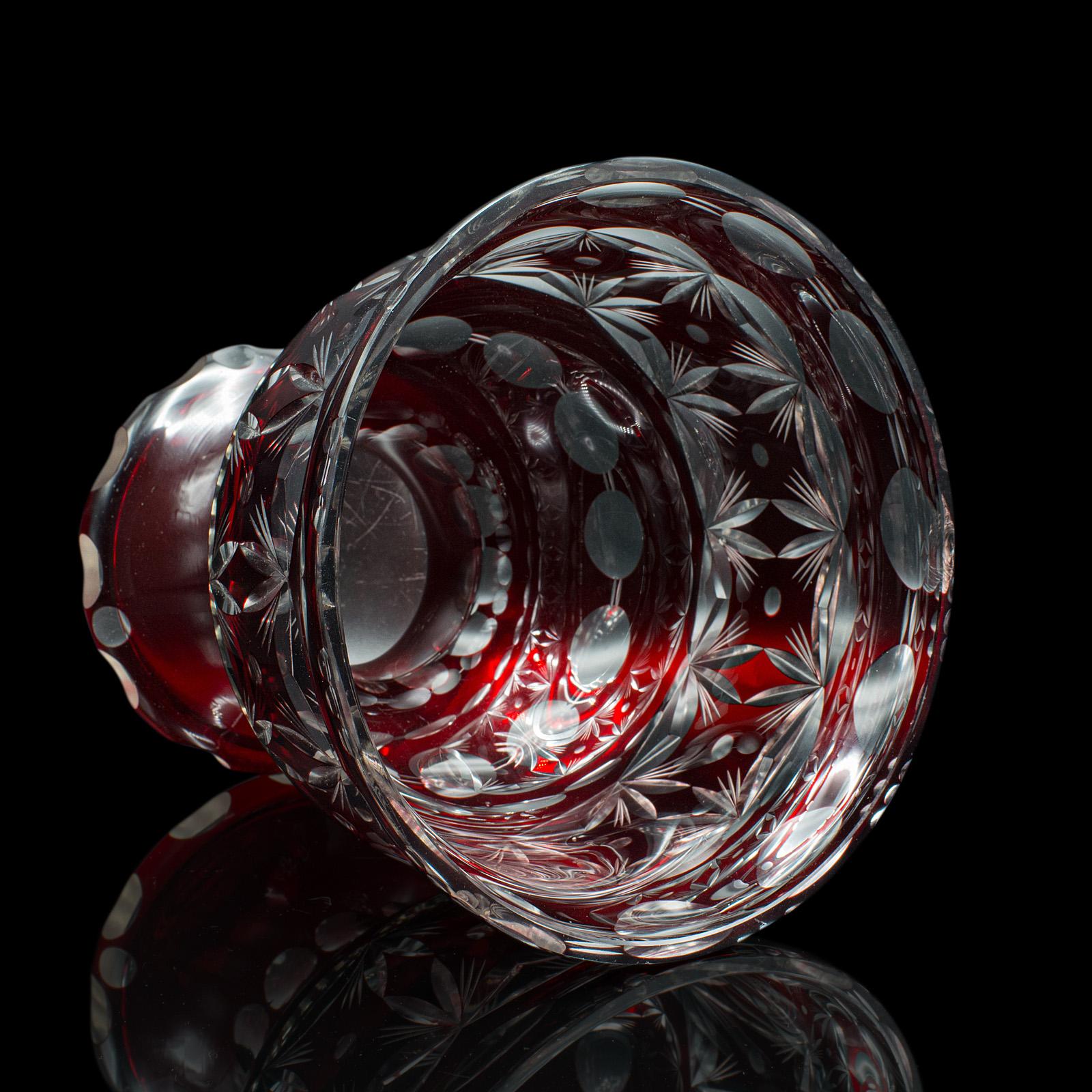 Antique Pedestal Bowl, Continental, Red Glass, Decorative Ice Bucket, Circa 1920 For Sale 5