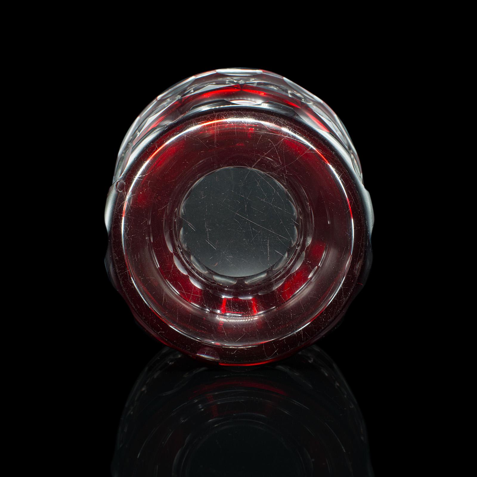 Antique Pedestal Bowl, Continental, Red Glass, Decorative Ice Bucket, Circa 1920 For Sale 6