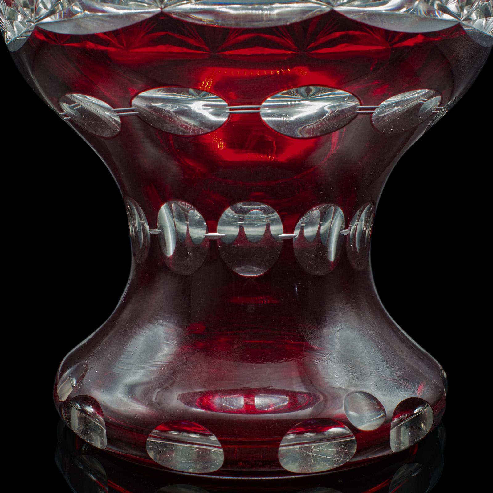 Antique Pedestal Bowl, Continental, Red Glass, Decorative Ice Bucket, Circa 1920 For Sale 3