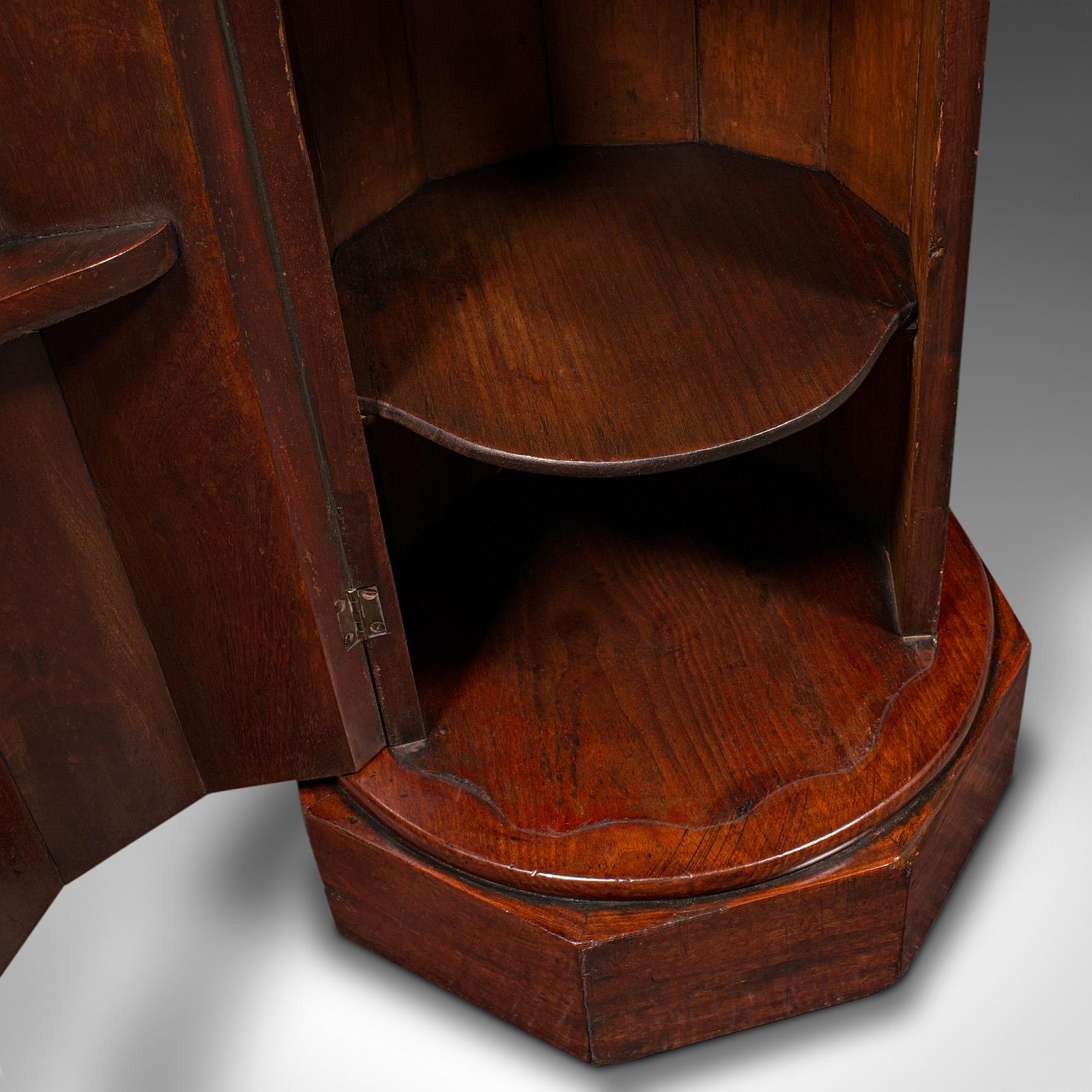 Antique Pedestal Cabinet, English, Column, Nightstand, Cupboard, Victorian, 1850 For Sale 2