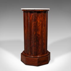Antique Pedestal Cabinet, English, Column, Nightstand, Cupboard, Victorian, 1850