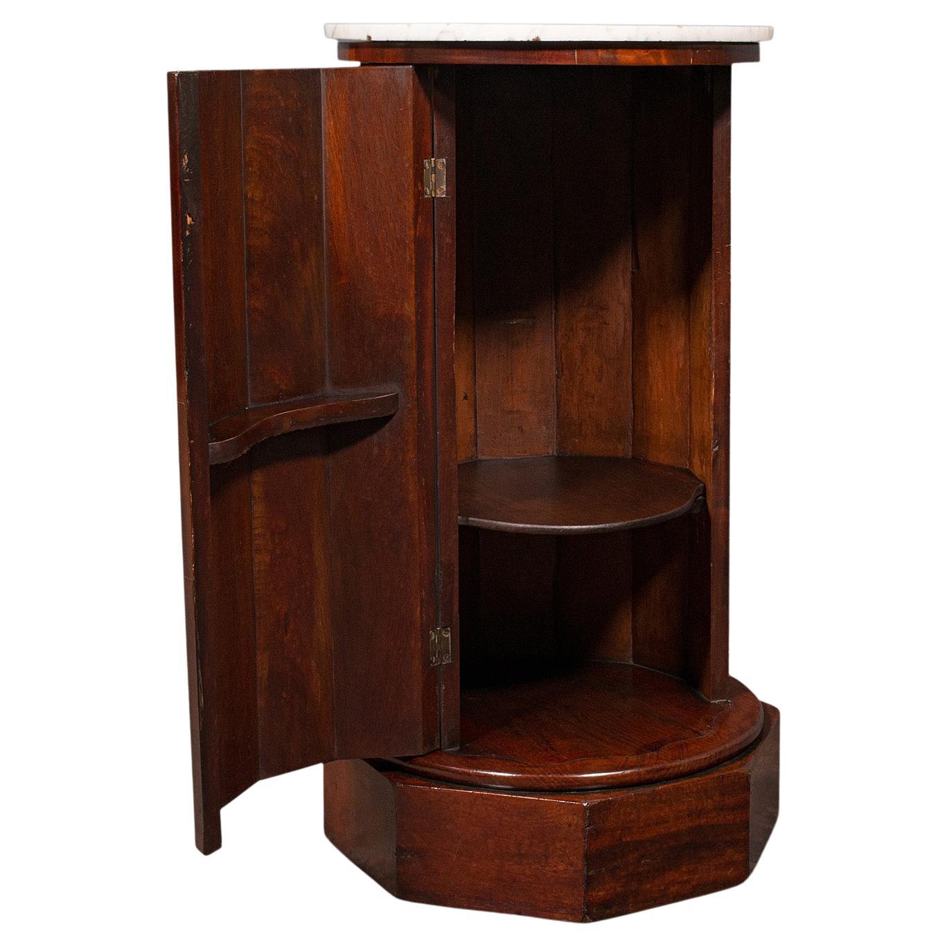 Antique Pedestal Cabinet, English, Column, Nightstand, Cupboard, Victorian, 1850 For Sale