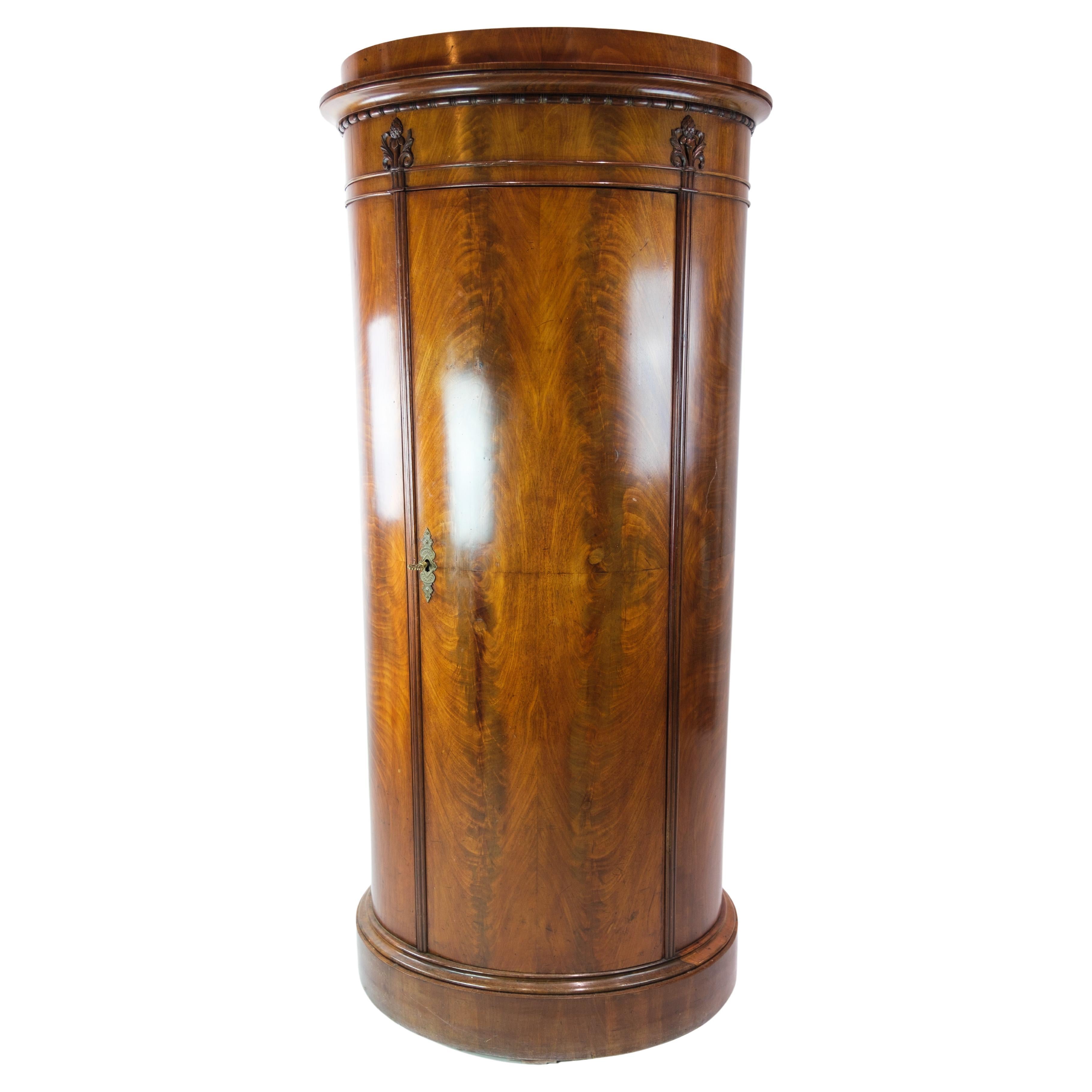 Antique Pedestal Cabinet, Mahogany, Carvings, 1840 For Sale