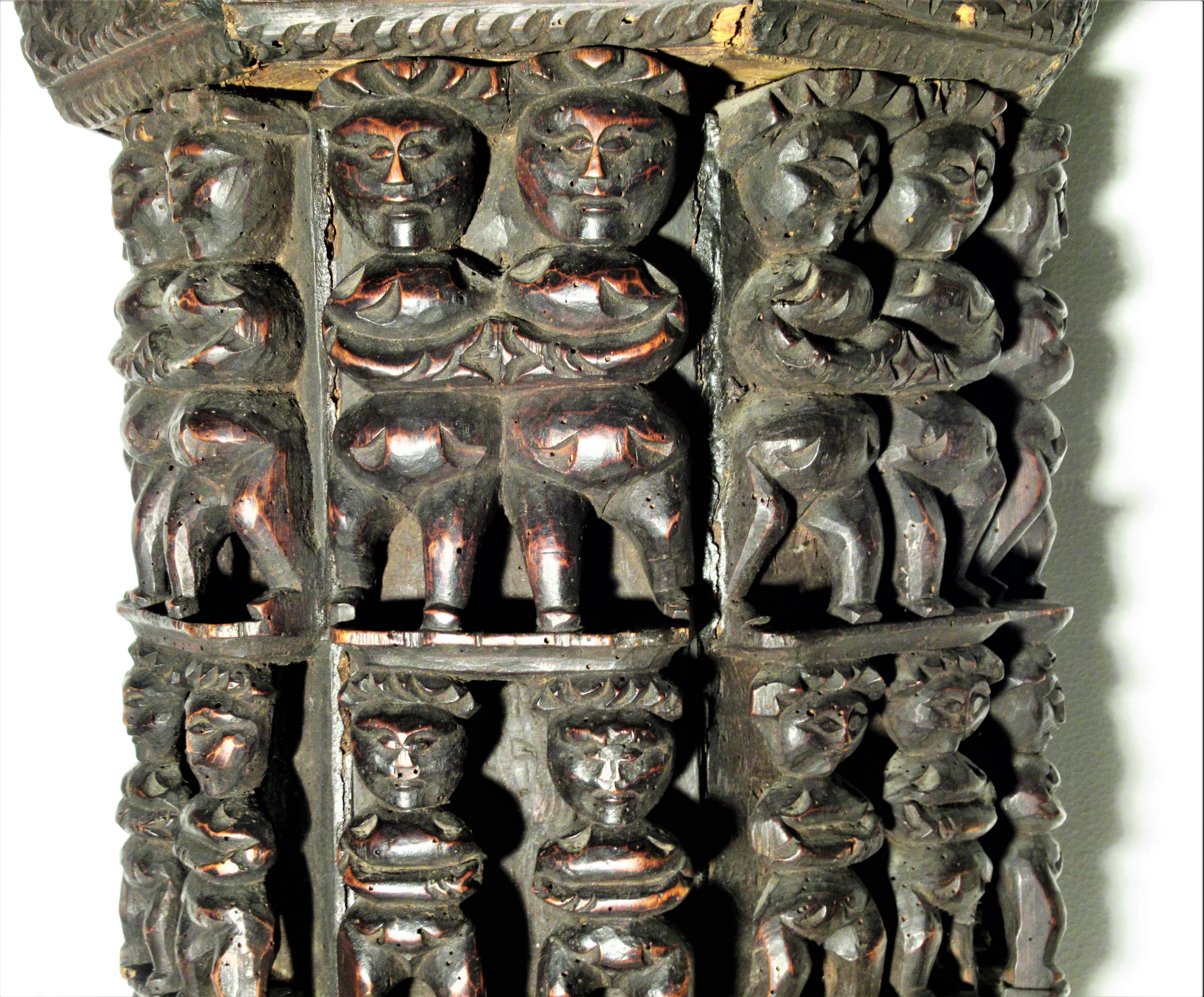 Antique India Naga Pedestal Carved Primitive Figures 7