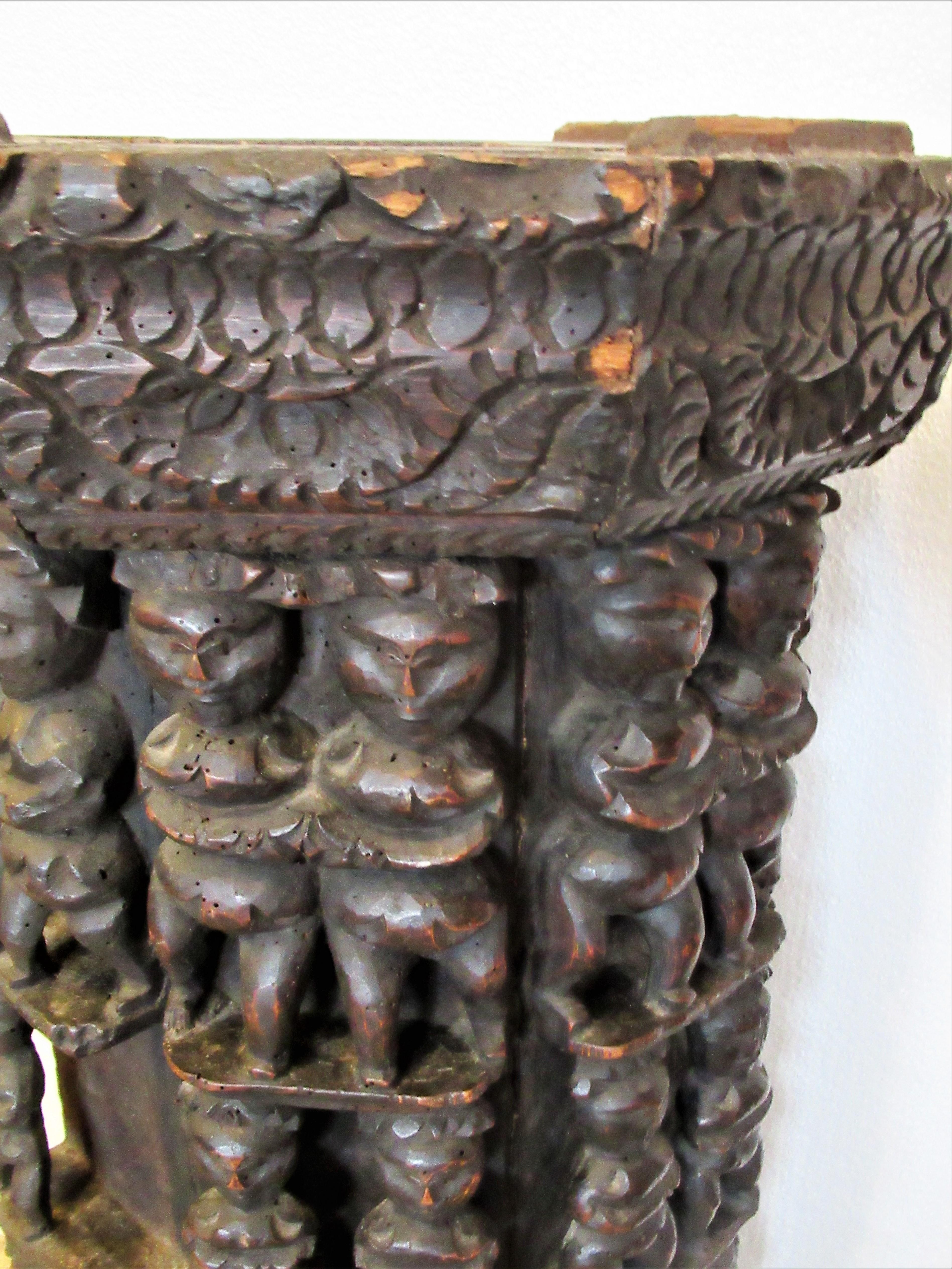 Antique India Naga Pedestal Carved Primitive Figures 8