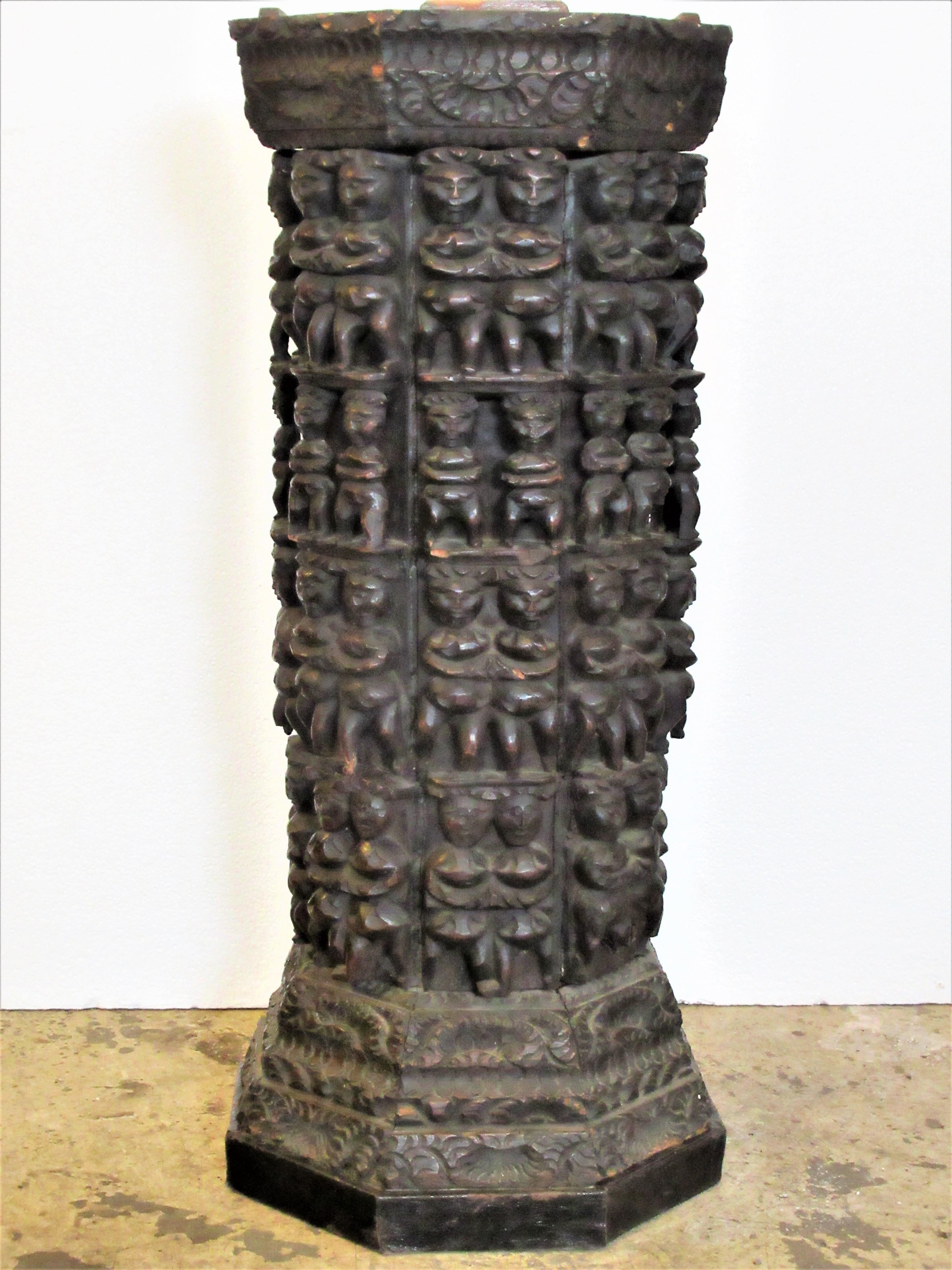 Antique India Naga Pedestal Carved Primitive Figures 9