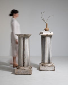 Antique Pedestal Column, Warm Brown Wood, France, 1900-1909