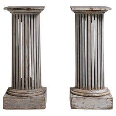 Antique Pedestal Column, Warm Brown Wood, France, 1900-1909