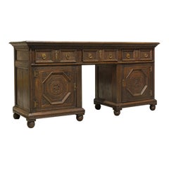 Antique Pedestal Desk, English, Oak, Georgian, 18th Century, circa 1800