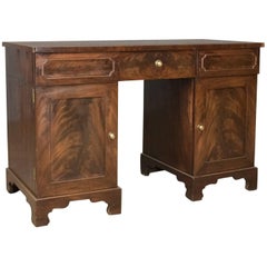Antique Pedestal Desk, Flame Mahogany, English, Victorian, Library, circa 1850