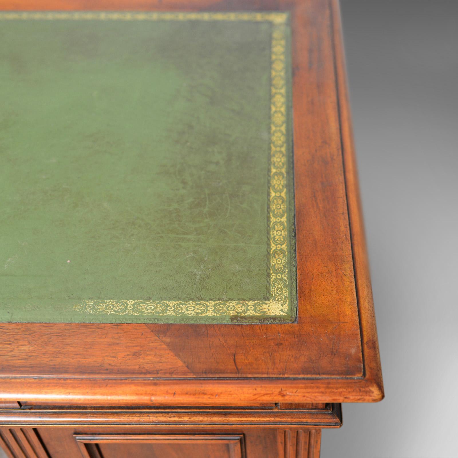 Antique Pedestal Desk, French, 19th Century, Walnut, Leather Top, circa 1880 6