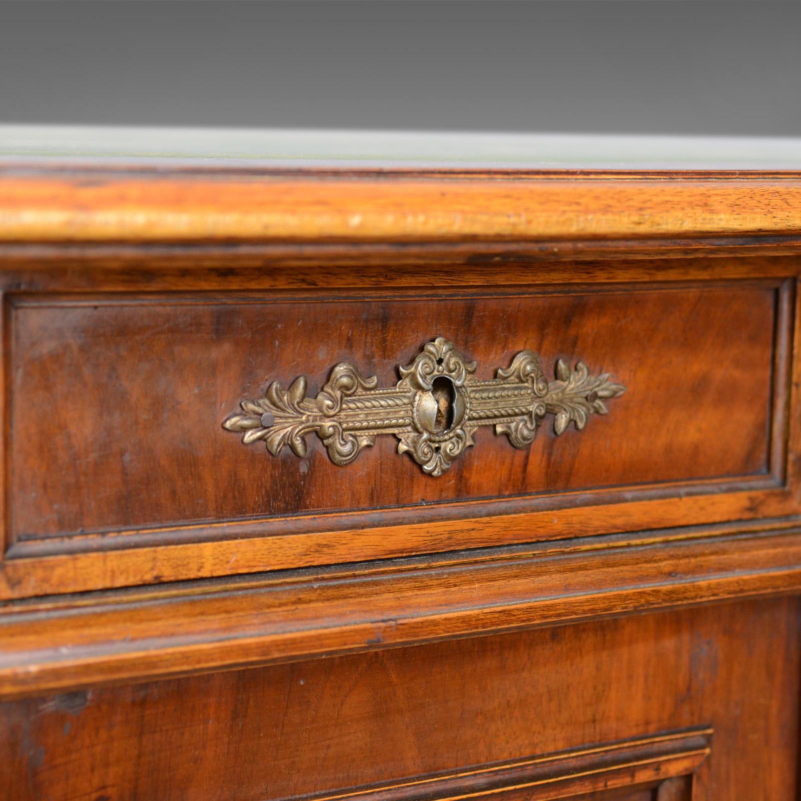 Antique Pedestal Desk, French, 19th Century, Walnut, Leather Top, circa 1880 7