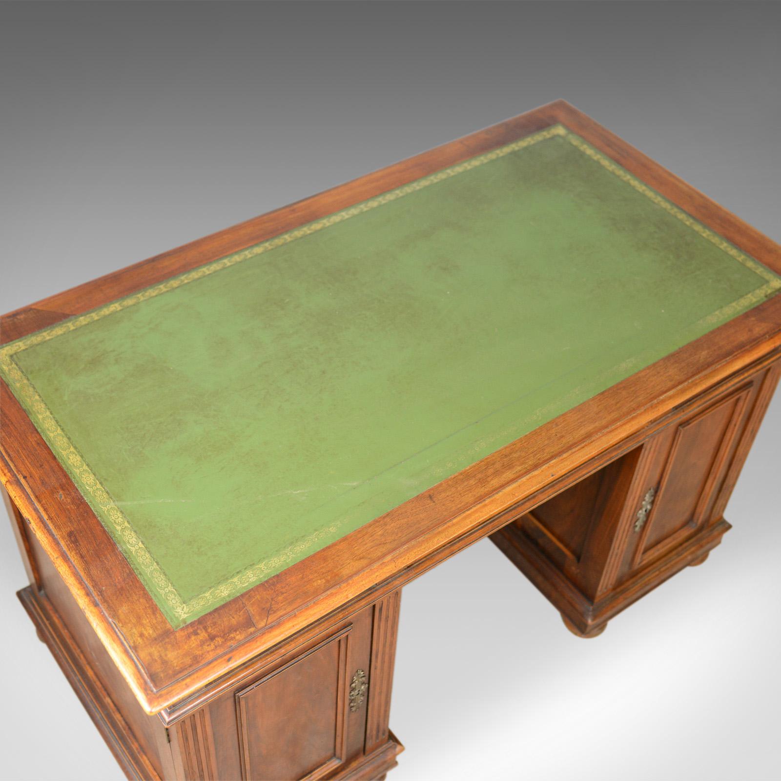 Antique Pedestal Desk, French, 19th Century, Walnut, Leather Top, circa 1880 5