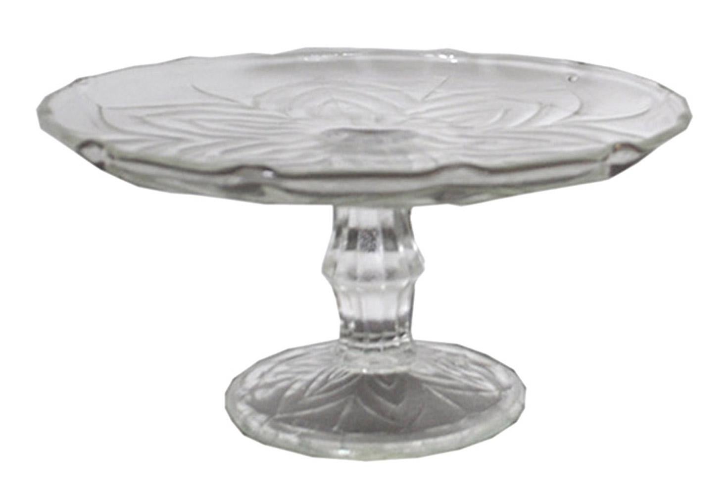 Antique glass pedestal dish ships from Europe
Antique glass cake stand salver.