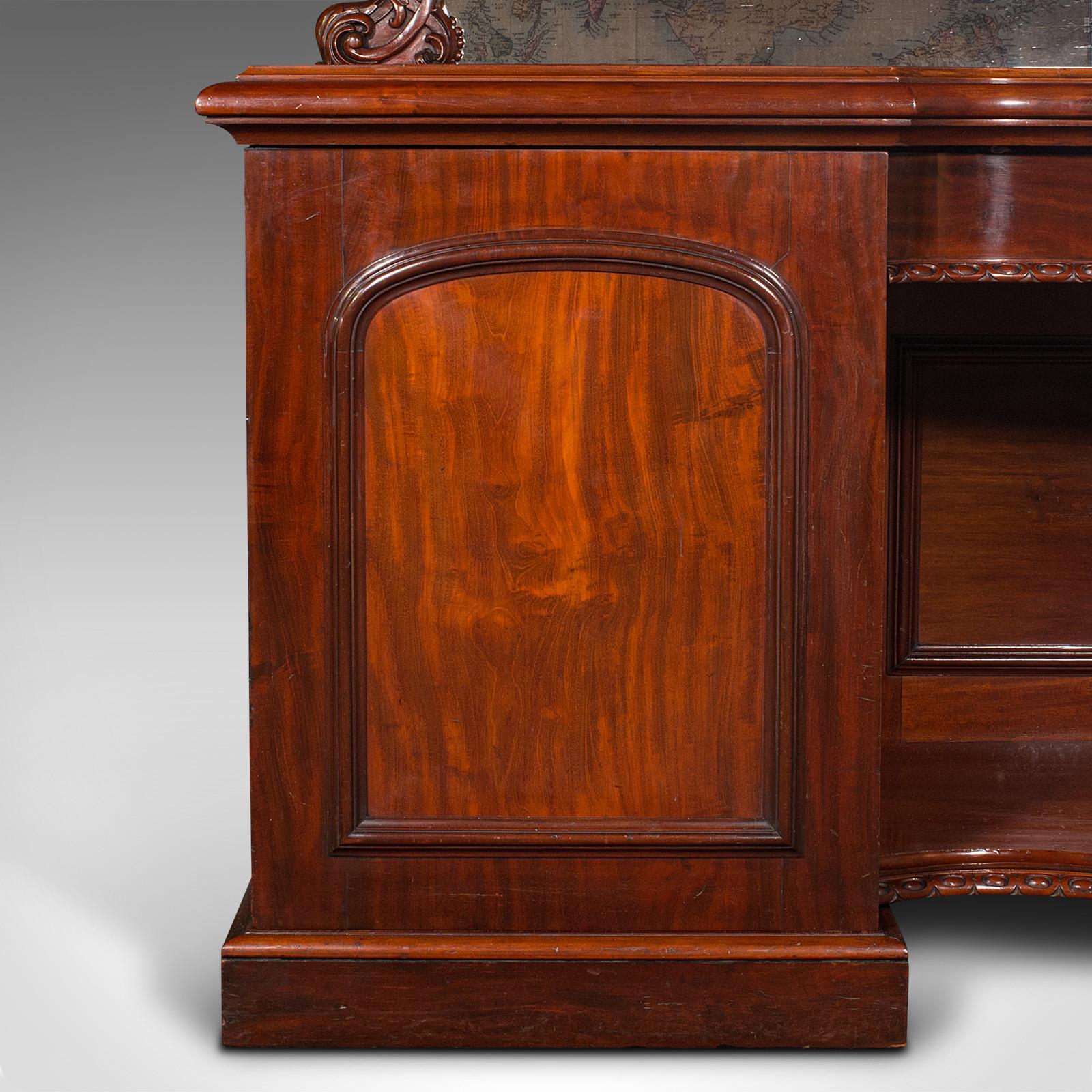 Antique Pedestal Sideboard, English, Dresser Cabinet, Large Mirror, Victorian For Sale 5