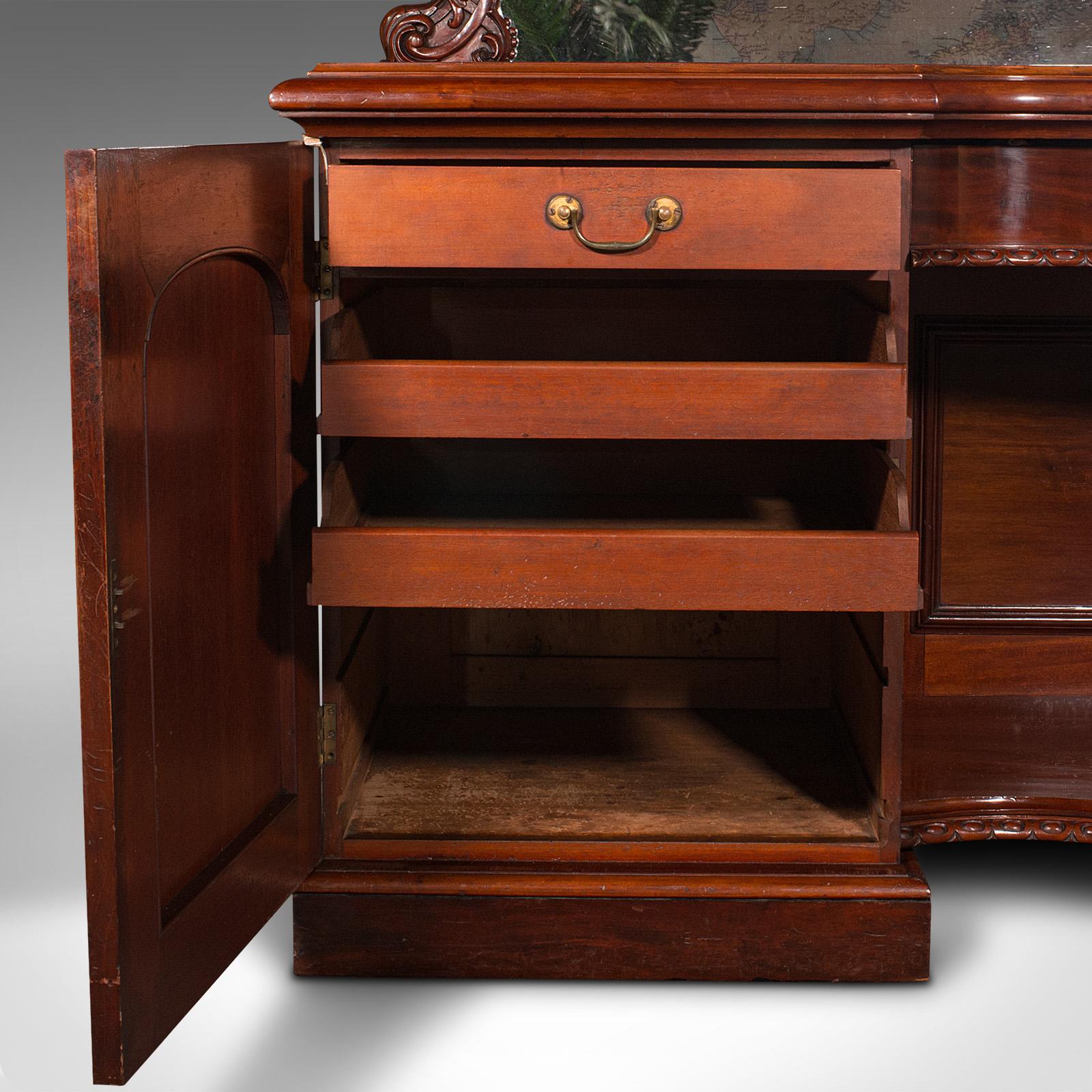Antique Pedestal Sideboard, English, Dresser Cabinet, Large Mirror, Victorian For Sale 6