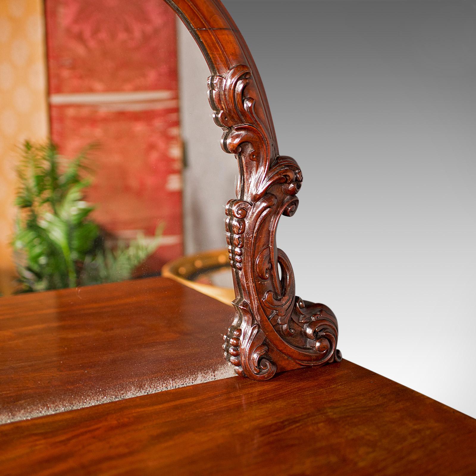 Antique Pedestal Sideboard, English, Dresser Cabinet, Large Mirror, Victorian For Sale 1