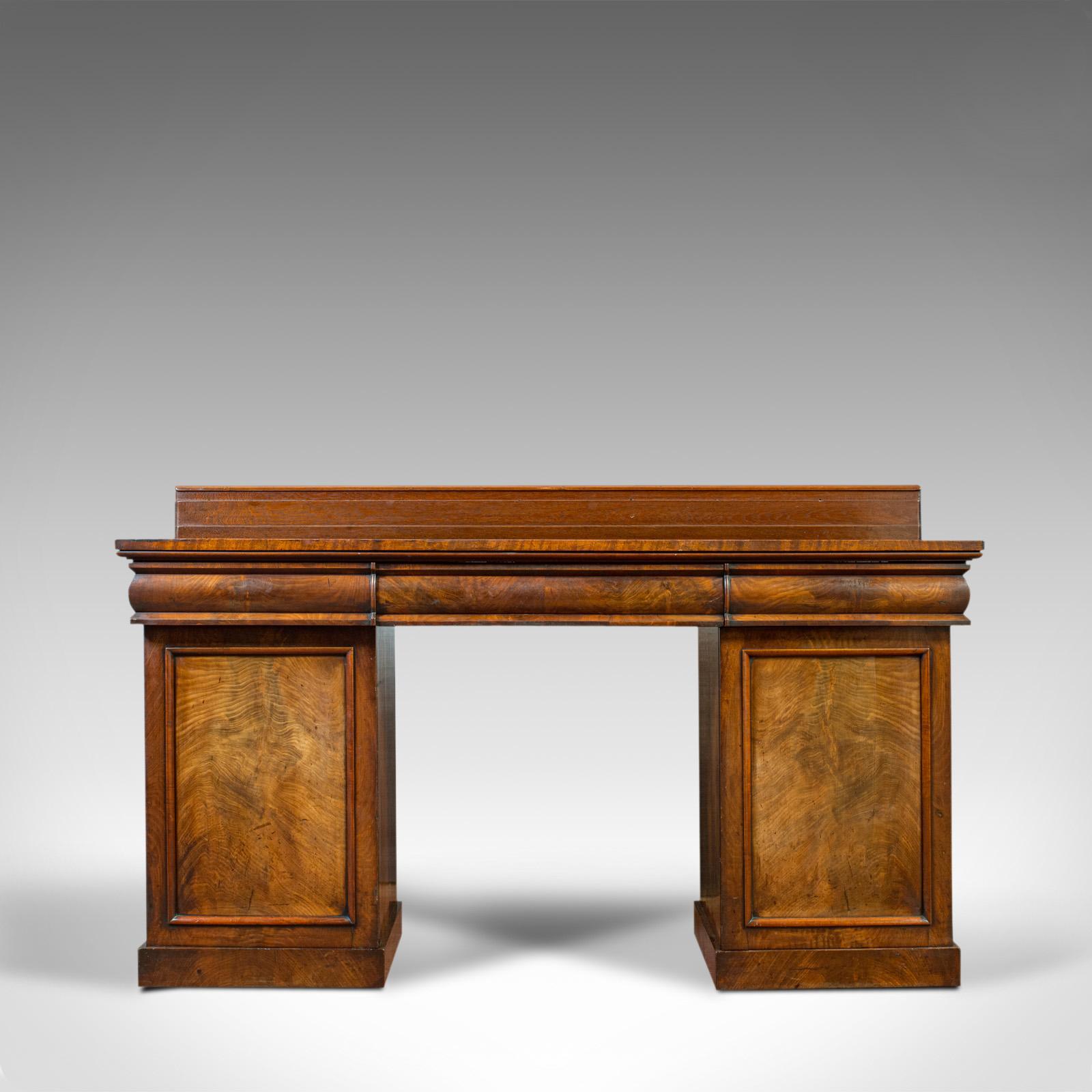 Antique Pedestal Sideboard English Mahogany, Flame, Dresser, Regency, circa 1810 In Good Condition In Hele, Devon, GB