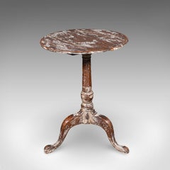 Antique Pedestal Table, Painted Oak, Side, Lamp, Planter Stand, Georgian, C.1750