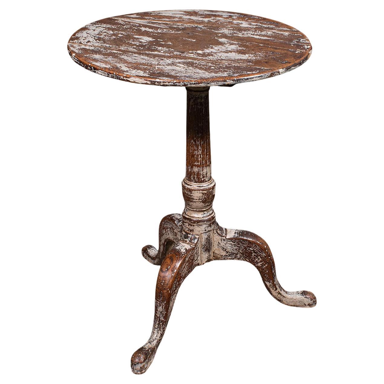 Antique Pedestal Table, Painted Oak, Side, Lamp, Planter Stand, Georgian, C.1750 For Sale