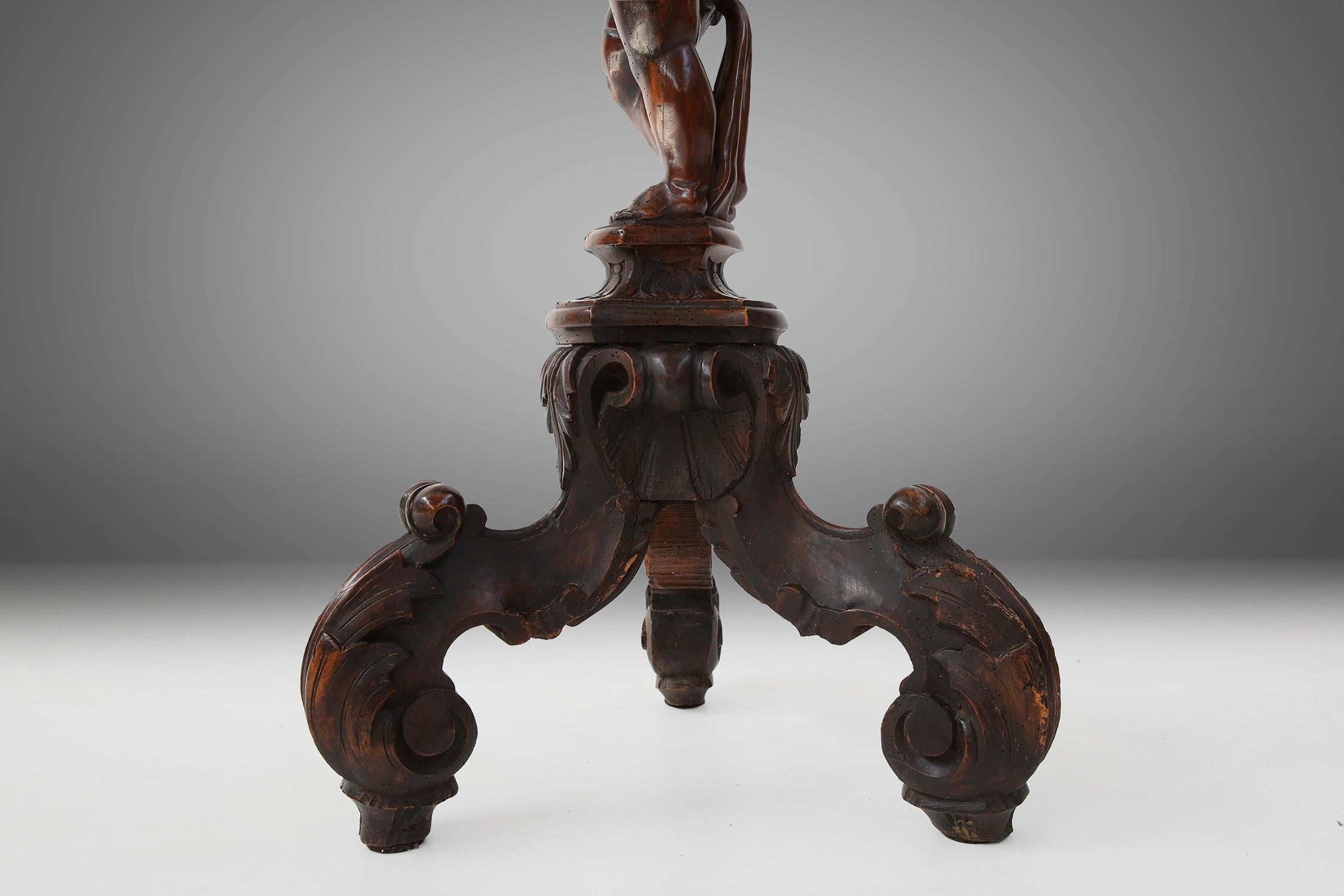 Antique pedestal table with putti Ca.1850 For Sale 5