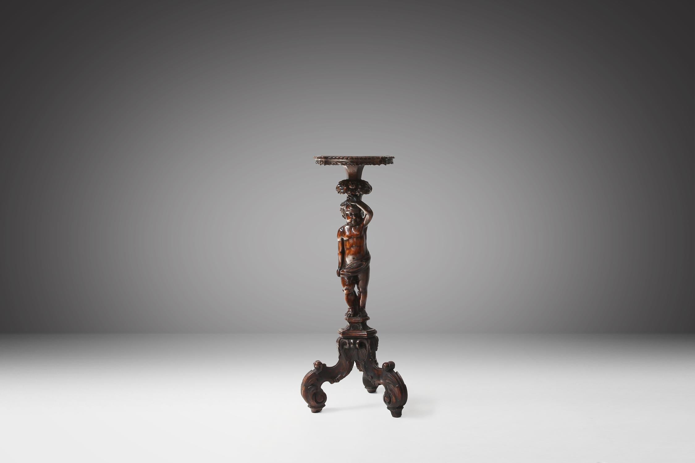 Antique pedestal table with putti Ca.1850 For Sale 9