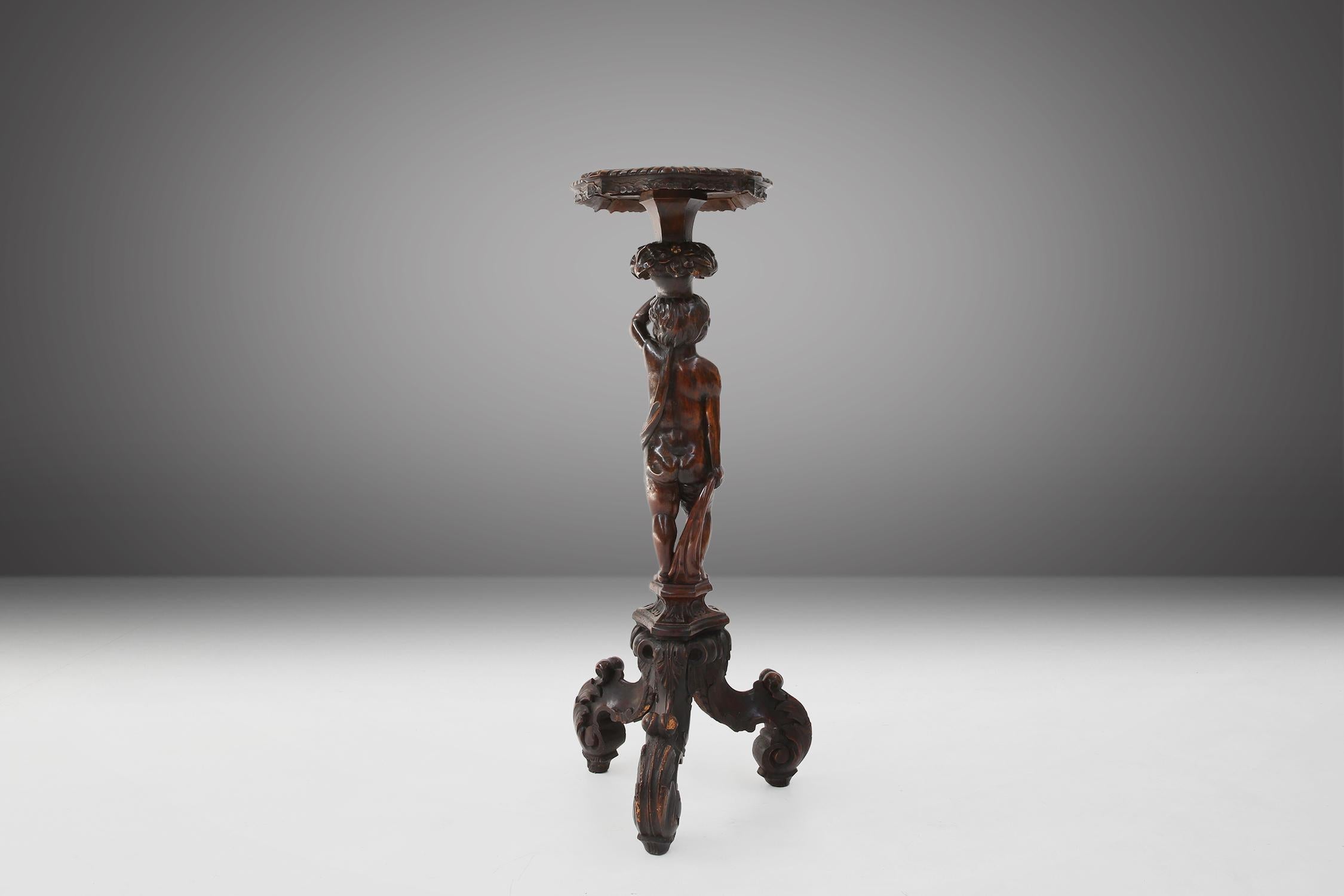 French Antique pedestal table with putti Ca.1850 For Sale