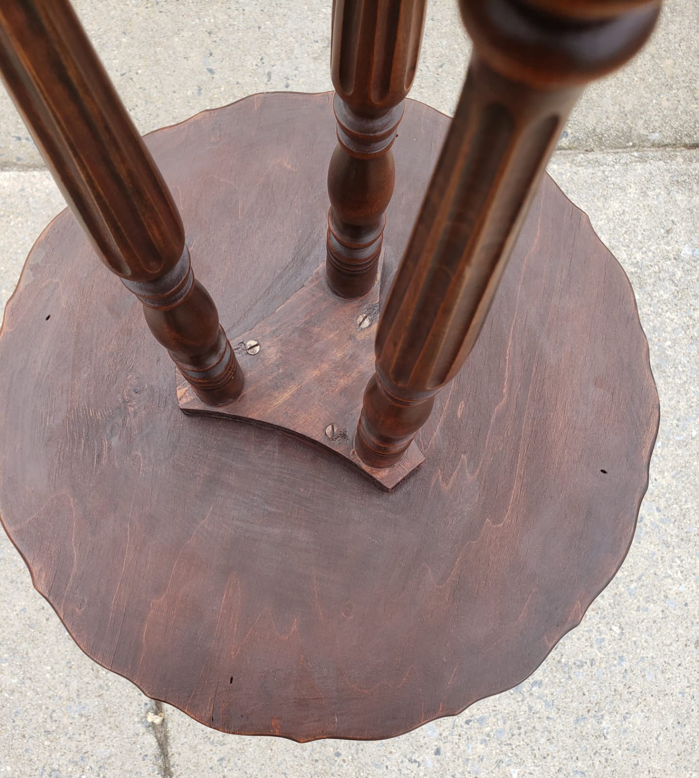 Antique Pedestal Tripod Walnut Side Table Plant Stand with Turned Legs For Sale 1