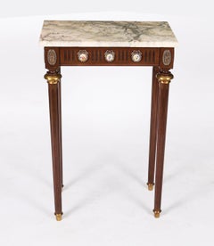 Antique Peite Console Table Sevres Plaques Marble Top 20th Century