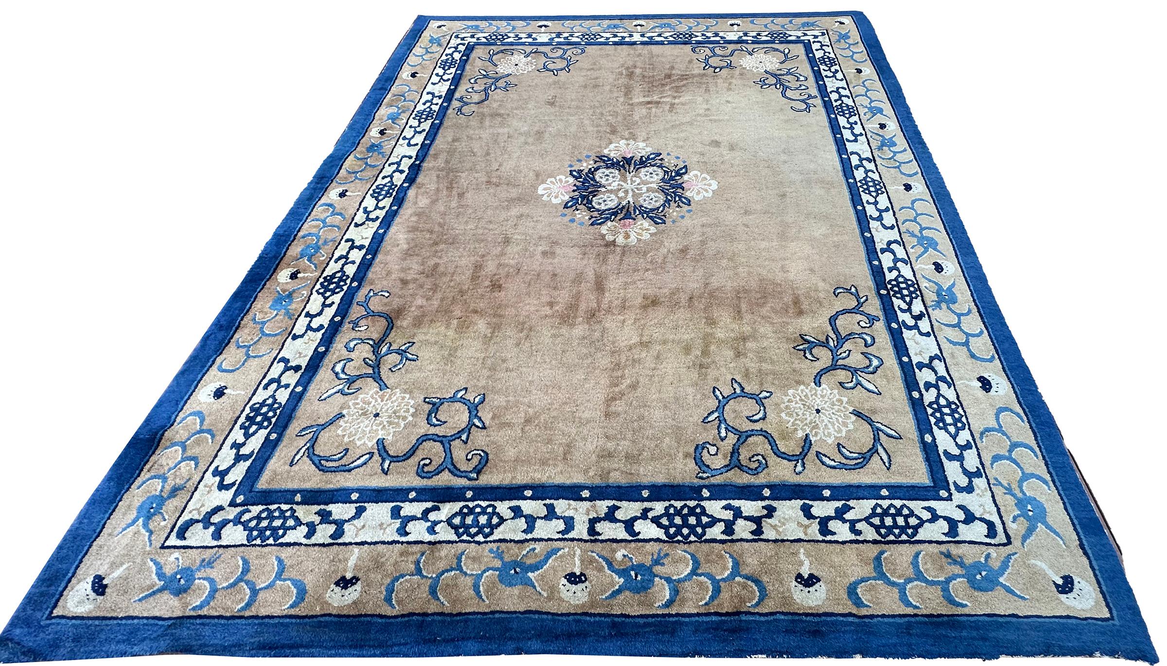 Antique Peking 5Paw 9x12 Dragon Chinese Rug 275cmx356cm Fine Art Deco Rug c.1870 (Handgeknüpft) im Angebot