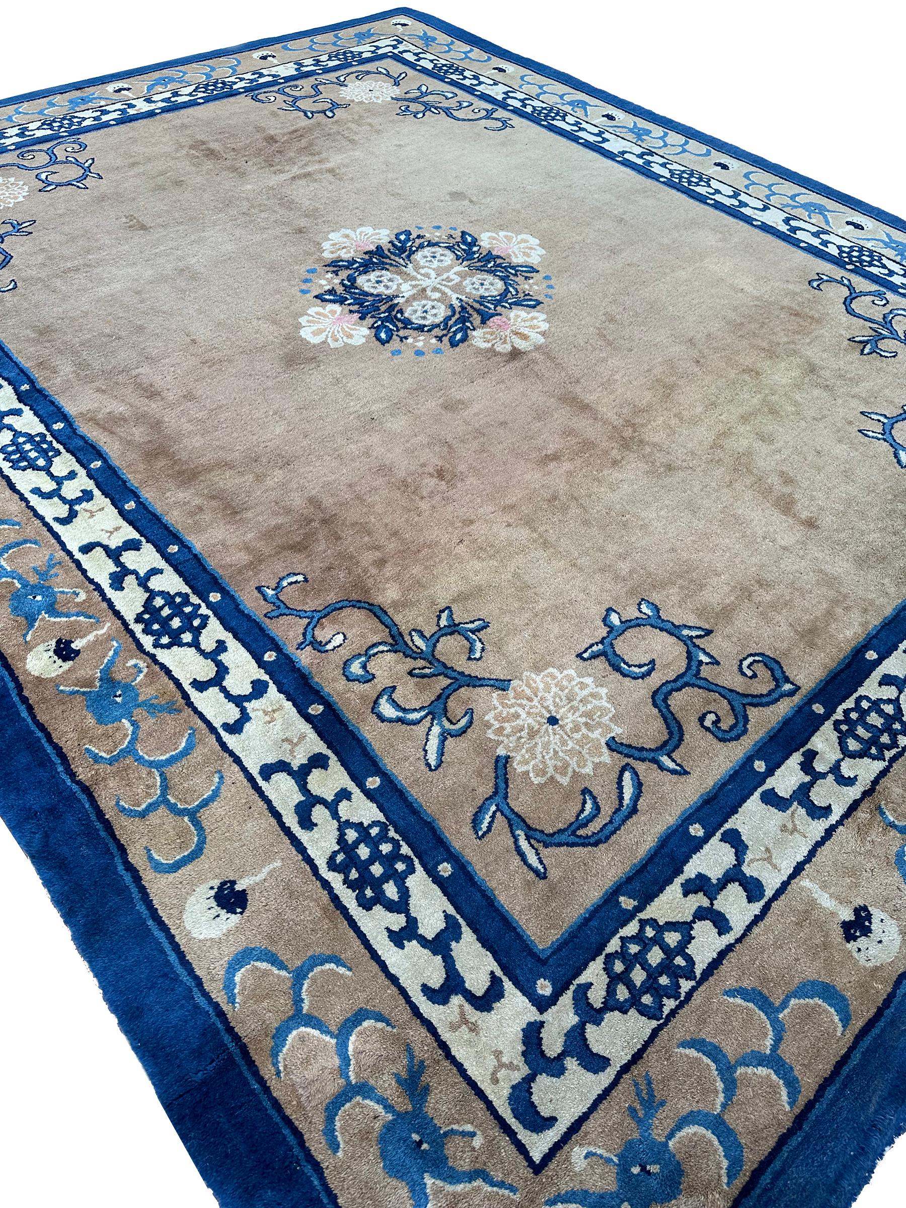 Antique Peking 5Paw 9x12 Dragon Chinese Rug 275cmx356cm Fine Art Deco Rug c.1870 (19. Jahrhundert) im Angebot