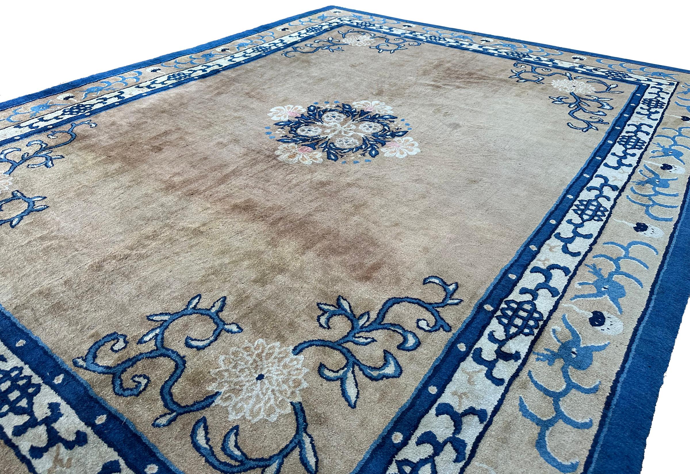 Antique Peking 5Paw 9x12 Dragon Chinese Rug 275cmx356cm Fine Art Deco Rug c.1870 (Wolle) im Angebot