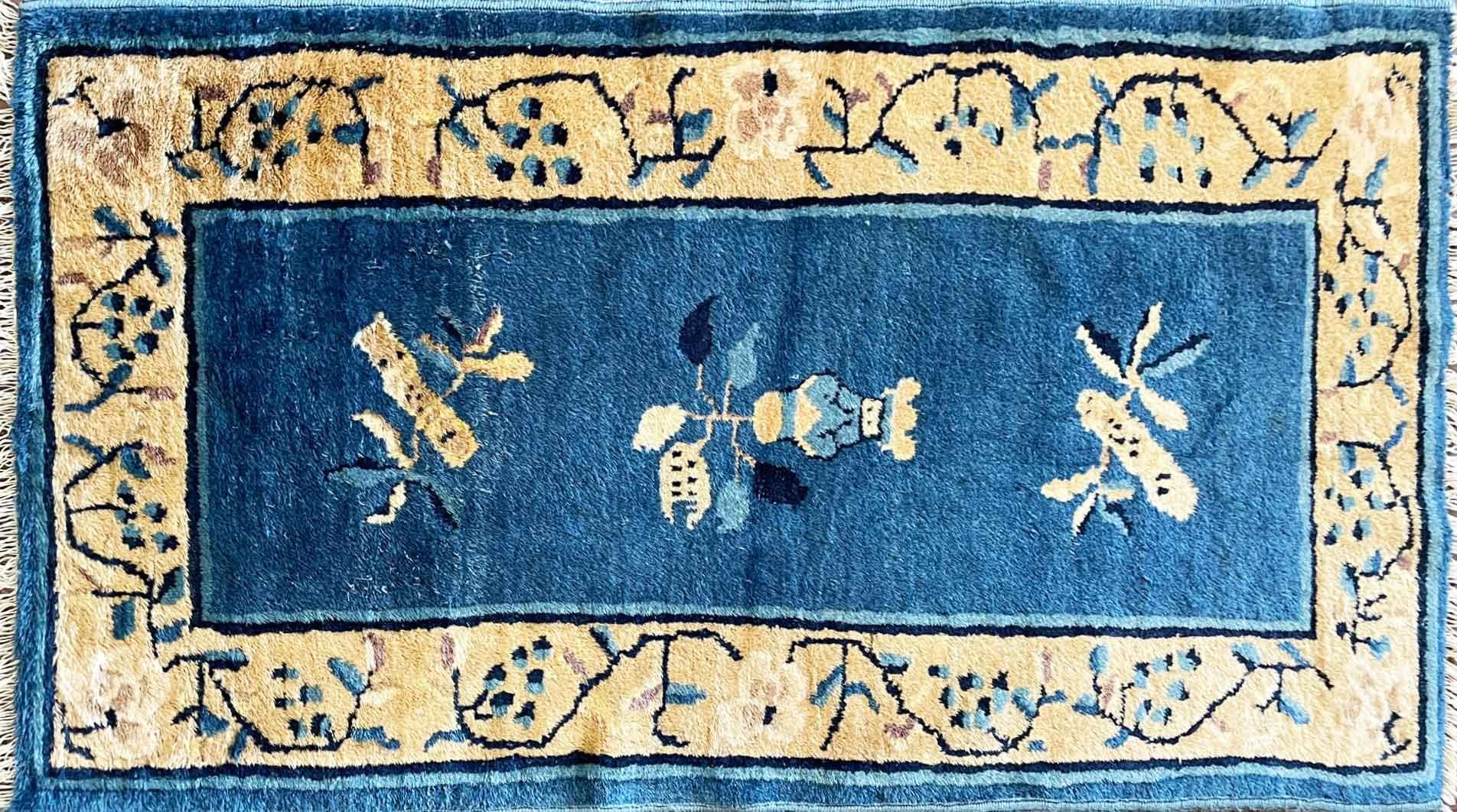 Antique Peking Art Deco Chinese rug, c-1910's 2' x 3'10