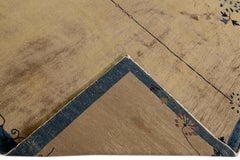 Alfombra Corredera China Floral de Lana Marrón Pekín Antigua Hecha a Mano