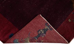 Antiker chinesischer handgefertigter antiker Peking-Wollteppich in Burgunderrot