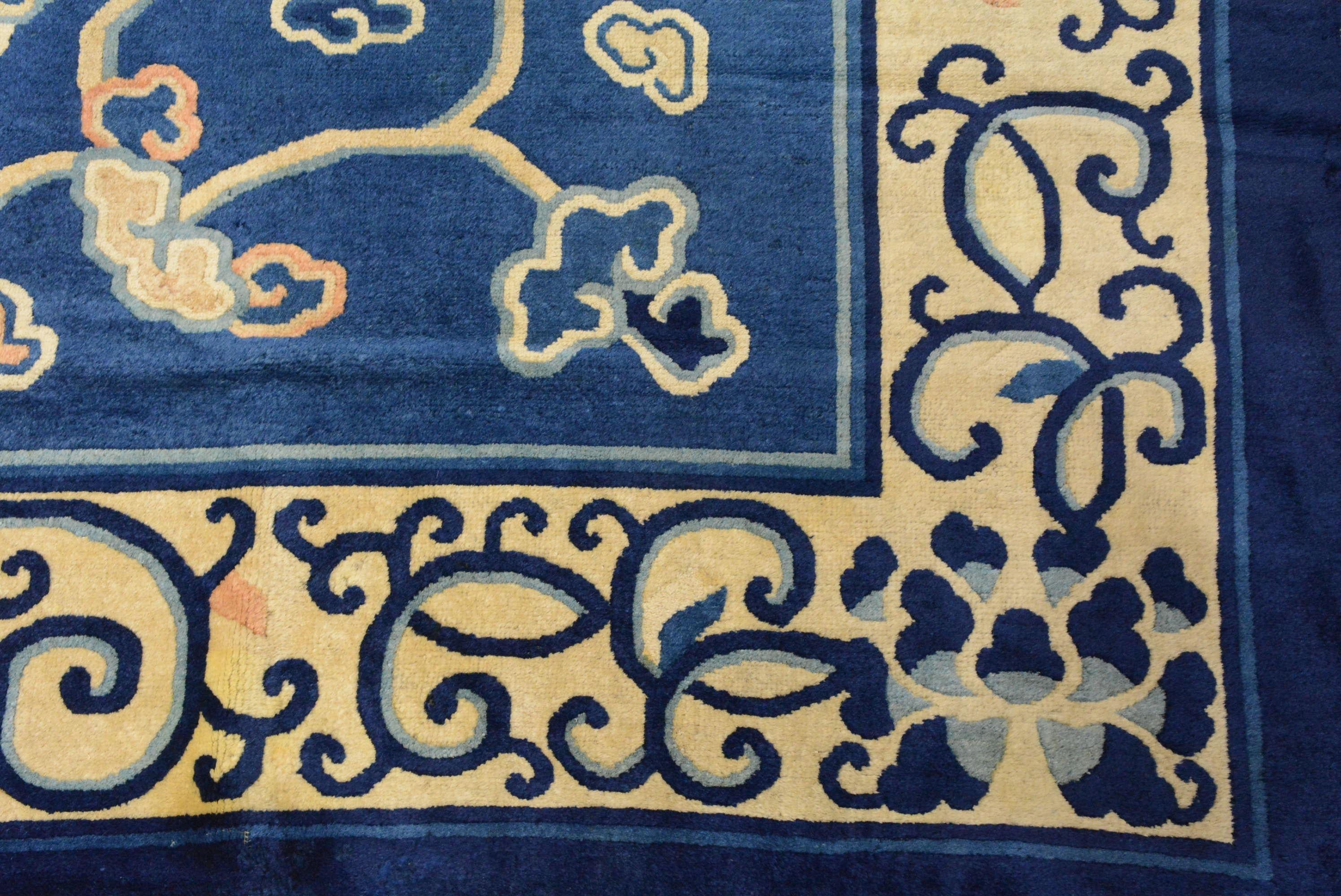 Wool Antique Peking Chinese Carpet For Sale